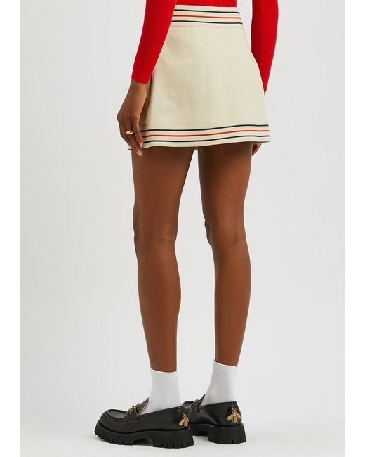 Gucci Natural Striped Cotton-blend Mini Skirt