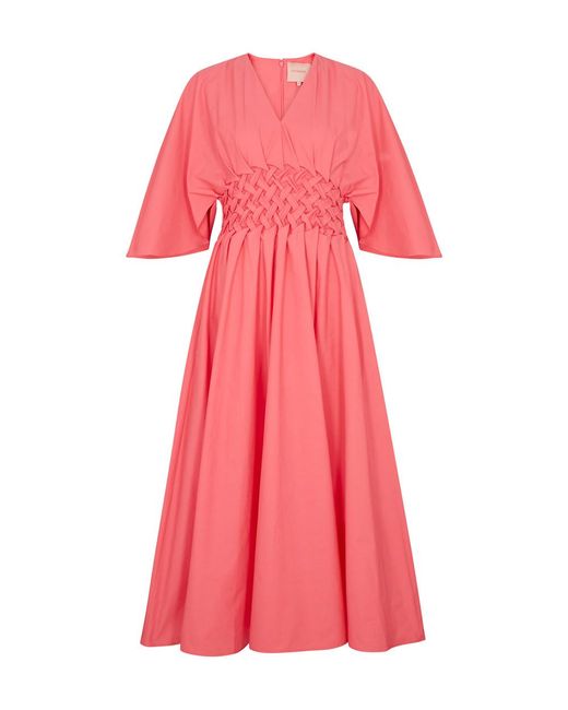 Roksanda Pink Esti Cotton-Poplin Midi Dress