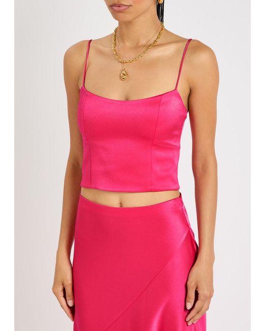 Alice + Olivia Pink Saylor Bustier Satin Top