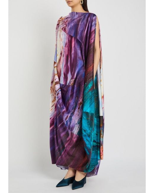 Roksanda Purple Robina Printed Silk Maxi Dress