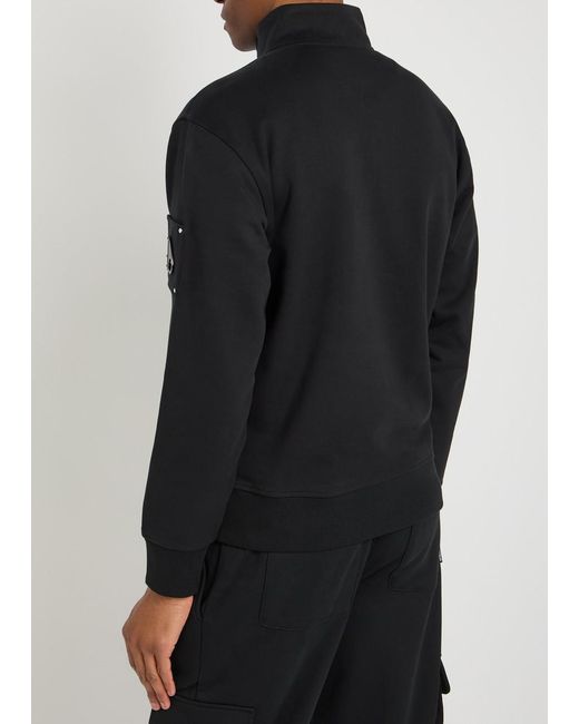 Moose Knuckles Black Hartsfield Half-Zip Cotton Sweatshirt for men