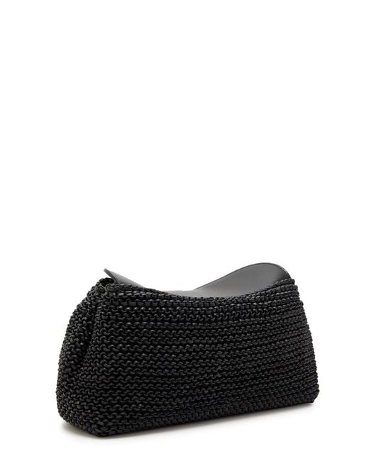 Totême Black T-Lock Woven Leather Clutch