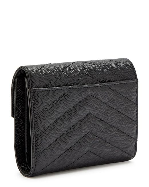 Saint Laurent Black Logo-Plaque Quilted Envelope Wallet