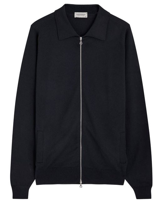 John Smedley Black Alston Wool Overshirt Jacket for men