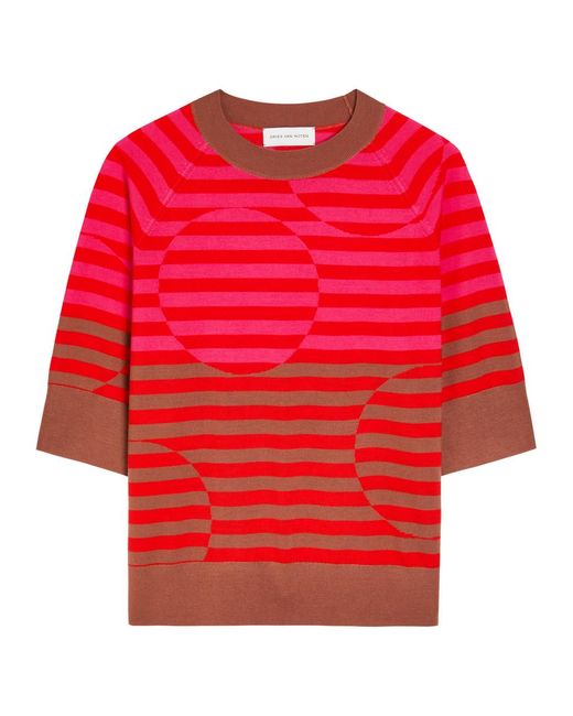 Dries Van Noten Red Tuan Striped Fine-Knit Merino Jumper