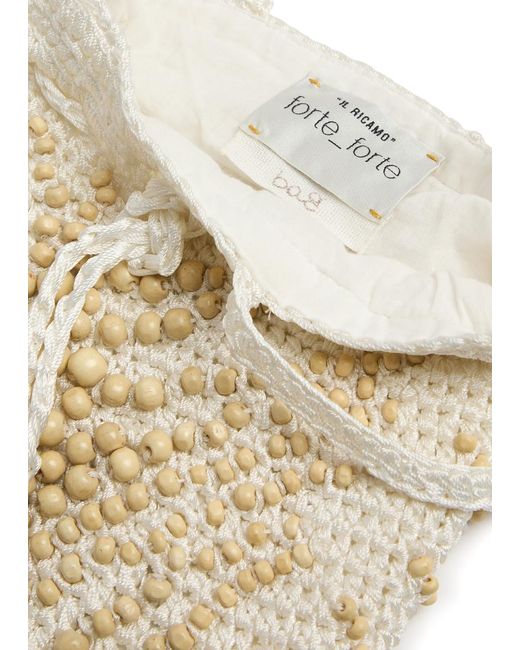 Forte Forte White Emotions Bead-Embellished Crochet Shoulder Bag