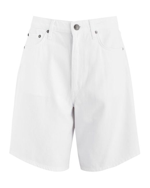 Rag & Bone White Mckenna Straight-Leg Denim Shorts