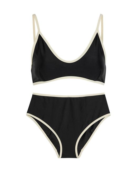 SOLAQUA Black Contrast-Trim Bikini