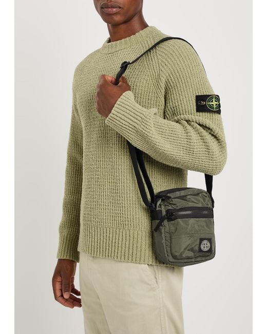 Stone Island Green Logo-Appliquéd Nylon Pouch Bag for men