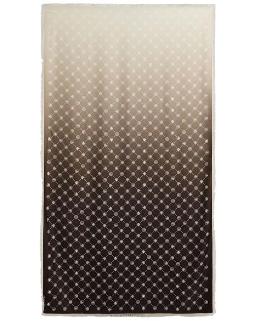 Tory Burch Brown Monogram-Print Silk Scarf