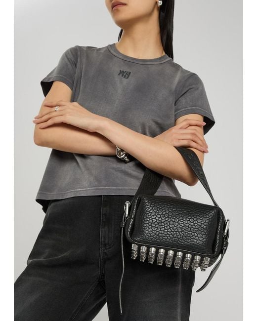 Alexander Wang Black Ricco Crocodile-Effect Leather Shoulder Bag