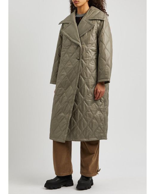 Ganni Natural Quilted Shell Coat