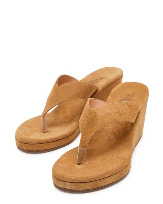 Ancient Greek Sandals Brown Charys Suede Wedges