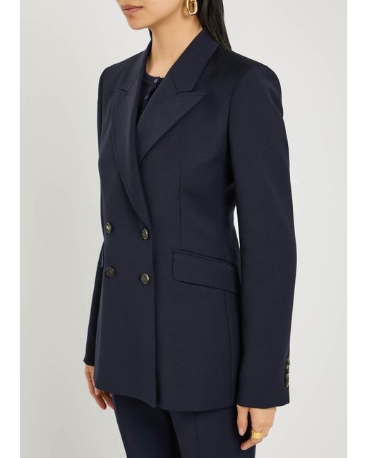 Gabriela Hearst Blue Stephanie Double-Breasted Wool Blazer Uk14/L
