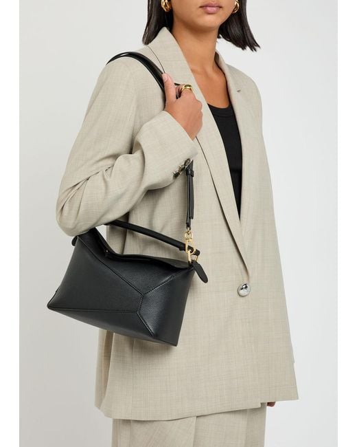 Loewe Black Puzzle Edge Small Leather Top Handle Bag