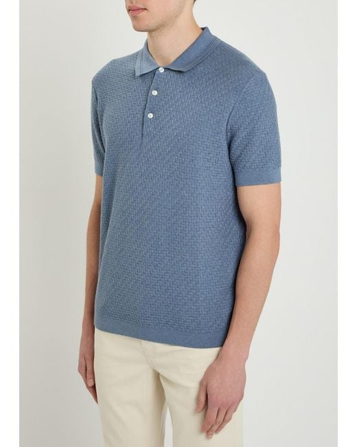 PAIGE Blue Kiko Cotton-Blend Polo Shirt for men