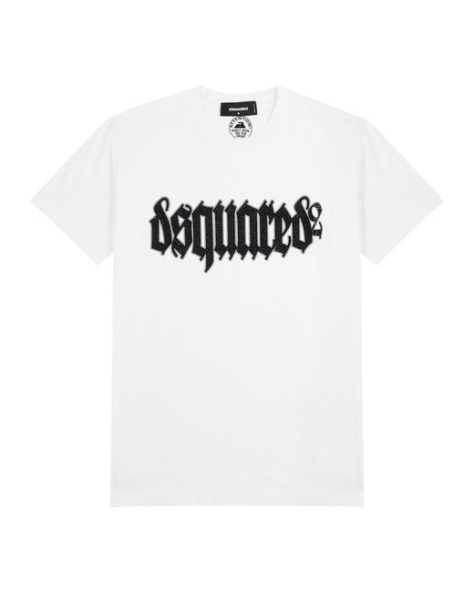 DSquared² White Gothic Logo-embellished Cotton T-shirt for men