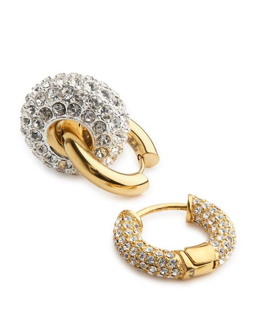 Timeless Pearly Metallic Crystal-Embellished 24Kt-Plated Hoop Earrings
