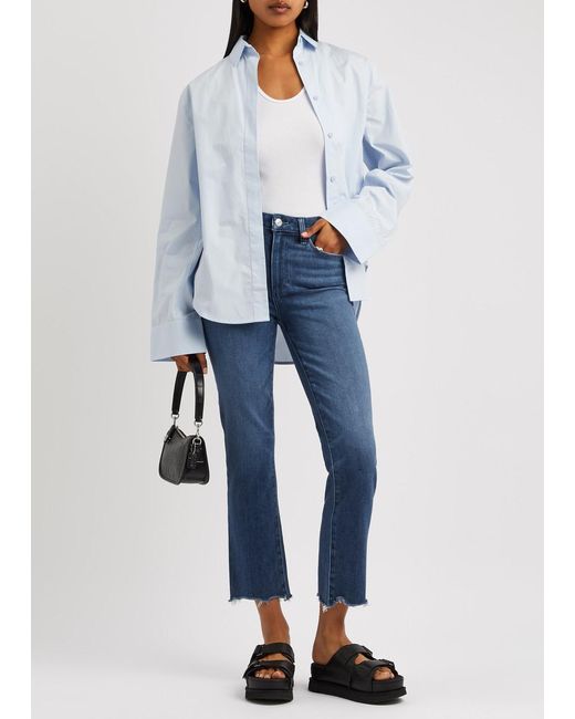 PAIGE Blue Cindy Cropped Straight-Leg Jeans