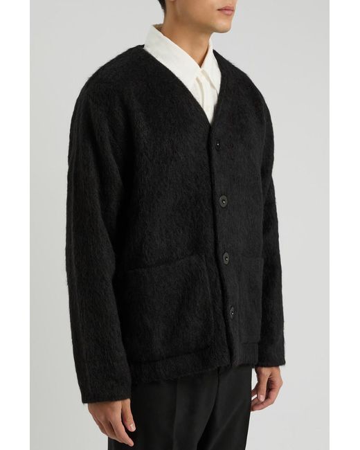 Our Legacy Black Brushed Wool-Blend Cardigan for men