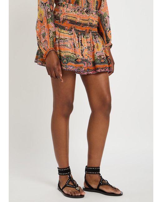Isabel Marant Brown Maelly Printed Silk-Chiffon Shorts