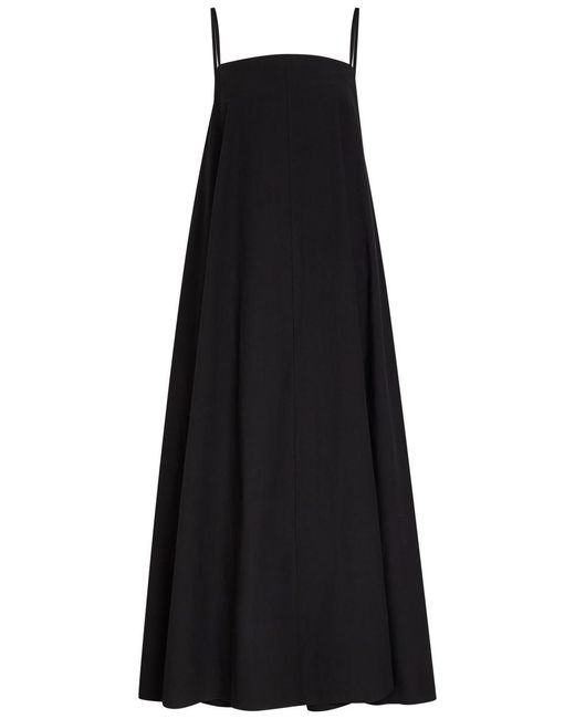Studio Nicholson Black Gathered Cotton Midi Dress