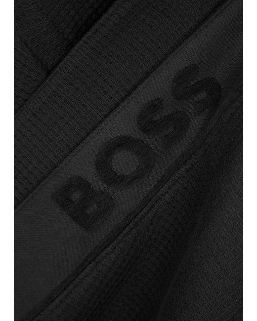 Boss Black Logo Waffle-Knit Cotton-Blend Robe for men