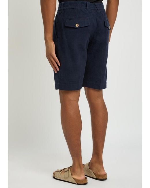 CHE Blue Picket Textured Cotton Shorts for men