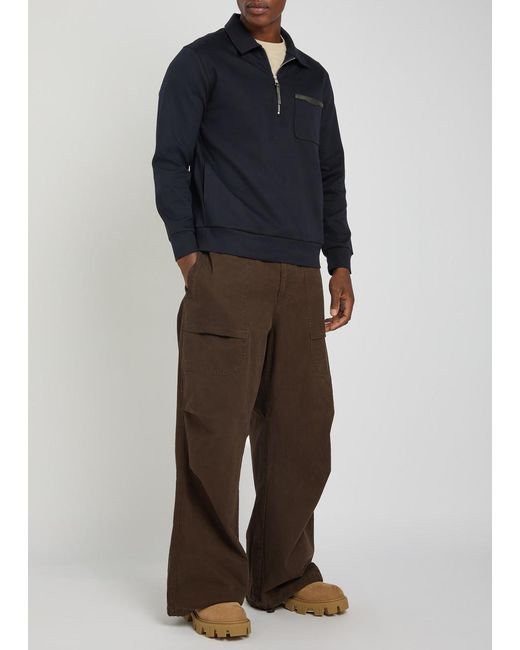 Moncler Blue Patch Pocket Cotton-Blend Sweatshirt for men