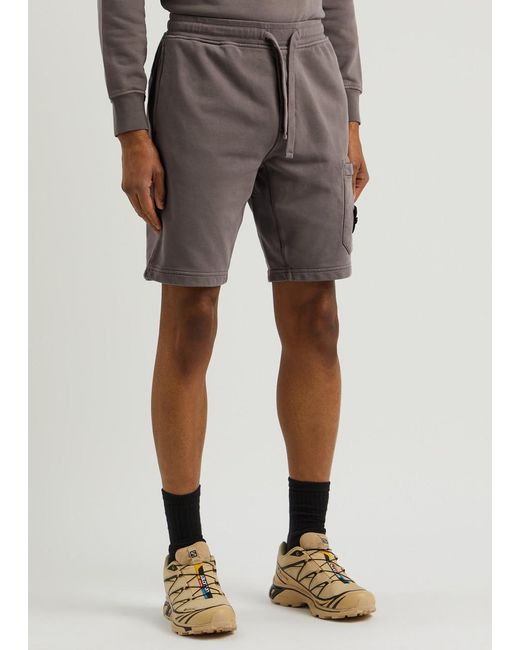 Stone Island Gray Logo Cotton Shorts for men