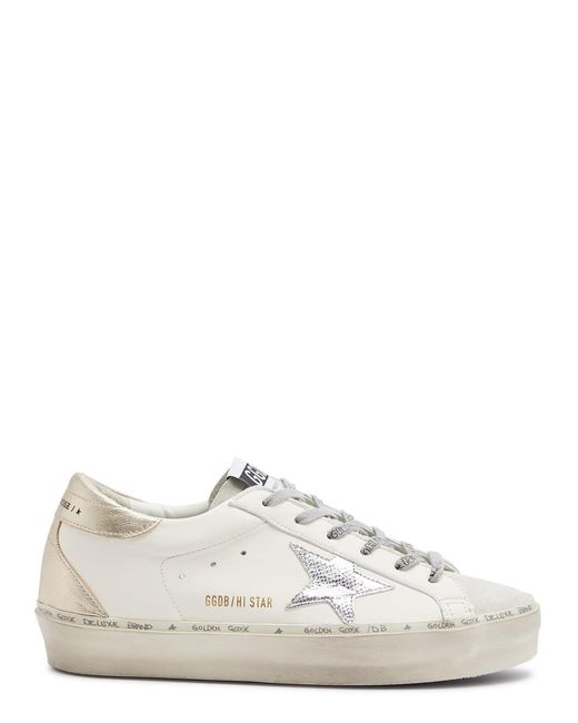 Golden Goose Deluxe Brand White Hi Star Distressed Leather Sneakers