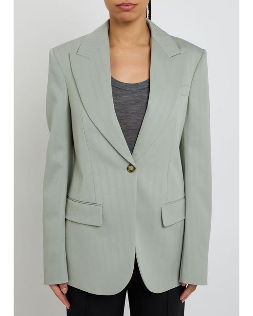 Stella McCartney Gray Single-Breasted Wool Blazer