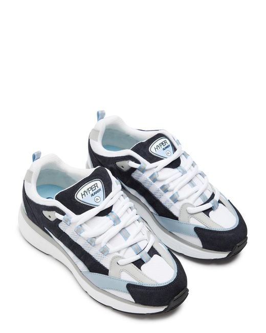 Cleens White Hyper Runner Panelled Mesh Sneakers for men