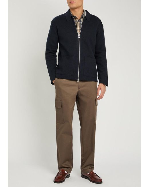 NN07 Blue Jonas Knit Wool Jacket for men