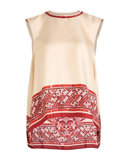 LaDoubleJ Red San Carlo Printed Silk-Twill Top