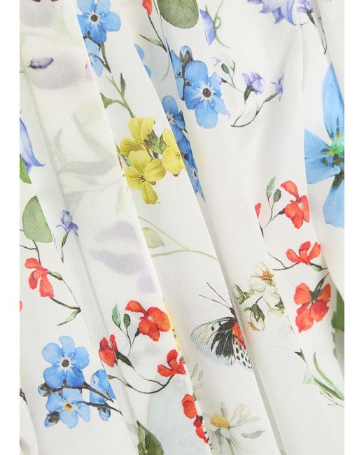 Alice + Olivia Gray Willa Floral Print Silk Shirt