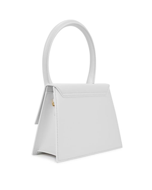 Jacquemus White Le Grand Chiquito Leather Handle Bag, Top Handle Bag