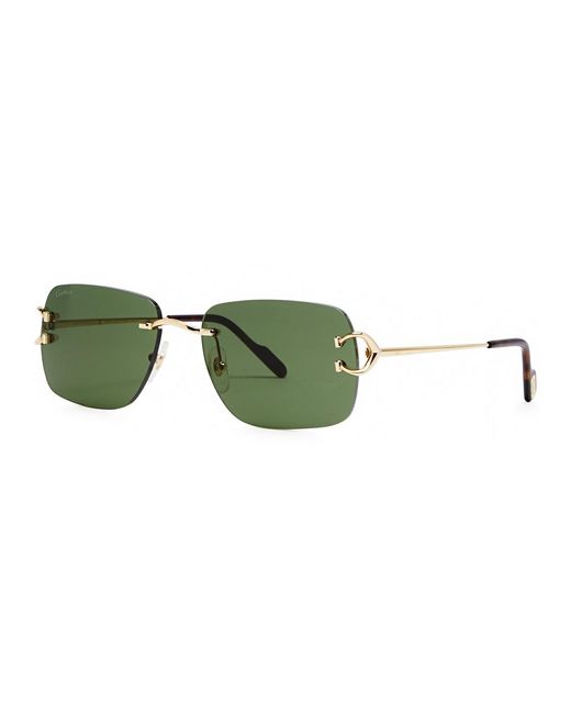 Cartier Green Signature C De Rectangle-Frame Sunglasses for men