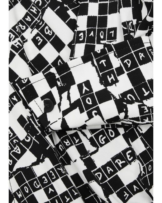 Diane von Furstenberg Black Bobbie Printed Jersey Wrap Top