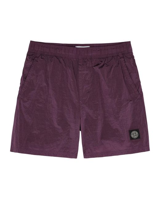 Stone Island Purple Logo Shell Swim Shorts, Shorts for men