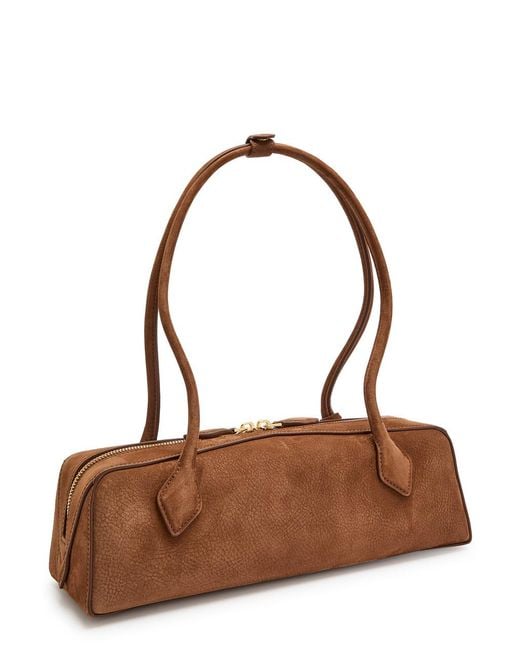 Alaïa Brown Le Teckel Medium Suede Shoulder Bag