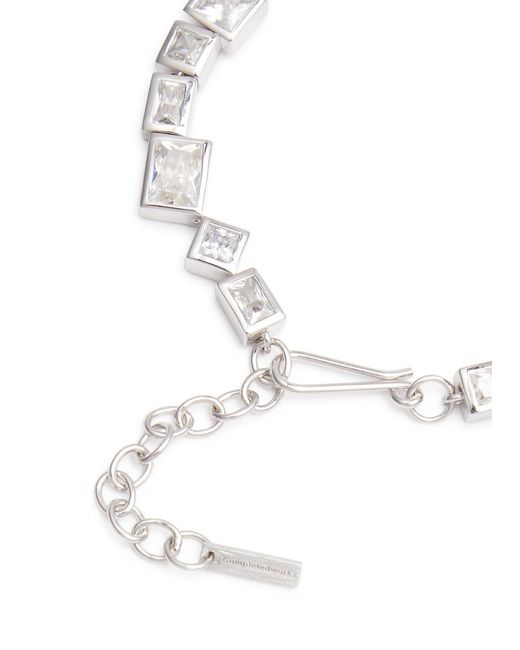Completedworks White Crystal-embellished Rhodium-plated Bracelet
