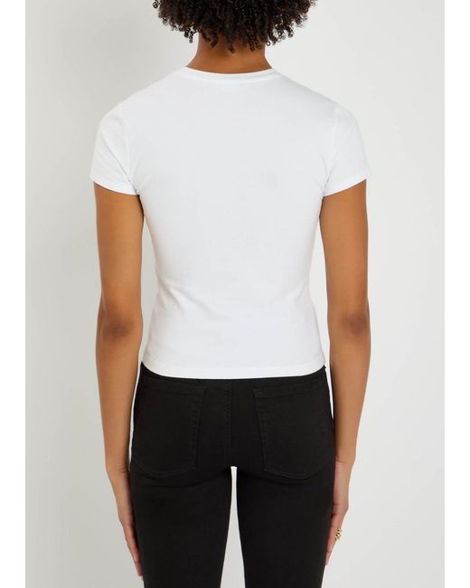 GOOD AMERICAN White Stretch-Cotton T-Shirt
