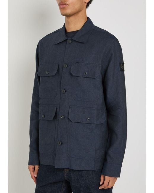Belstaff Blue Forge Linen Jacket for men