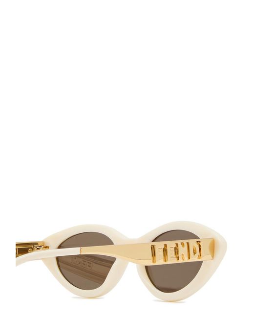 Fendi White Graphy Narrow Cat-Eye Sunglasses