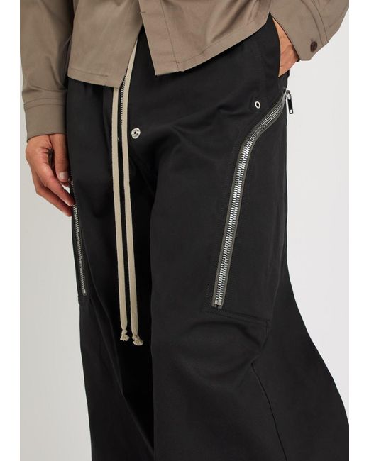 Rick Owens Black Heizer Belas Cotton-Poplin Trousers for men