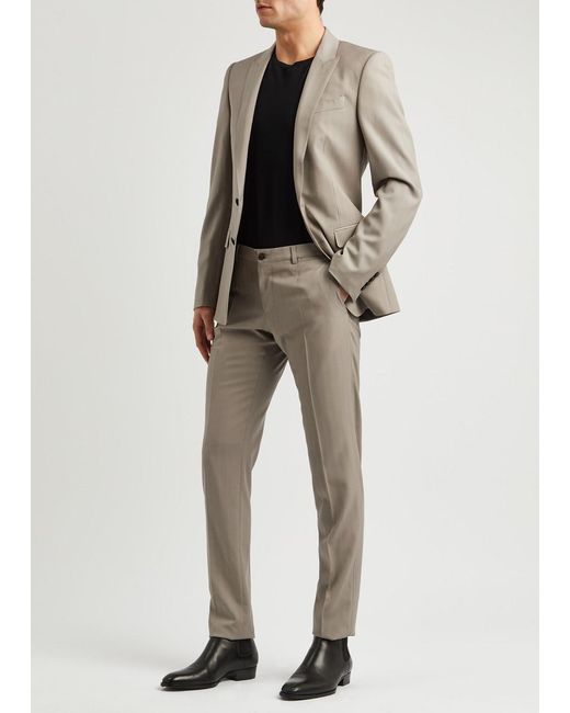 Dolce & Gabbana Gray Martini-Fit Wool Tuxedo Suit for men