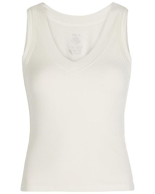 Tala White 365 Ribbed V-Neck Stretch-Modal Vest