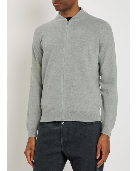 John Smedley Gray 16.Singular Fine-Knit Merino Wool Bomber Jacket for men
