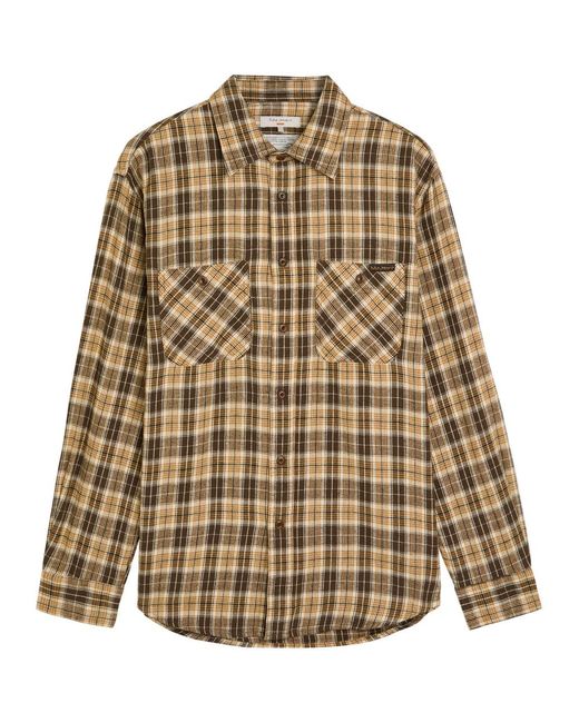 Nudie Jeans Natural Julian Checked Cotton And Linen-Blend Shirt for men